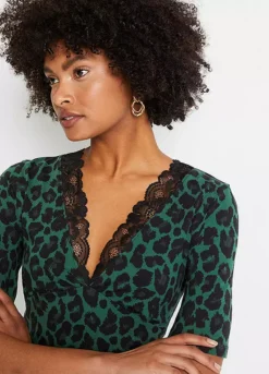 Leopard Print Top -Mesh Sleeve Shop Leopard Print Top906924FRSP W02