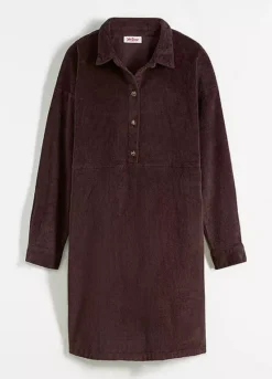 Long Sleeve Cord Shirt Dress -Mesh Sleeve Shop Long Sleeve Cord Shirt Dress926264FRSC