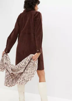 Long Sleeve Cord Shirt Dress -Mesh Sleeve Shop Long Sleeve Cord Shirt Dress926264FRSP W01