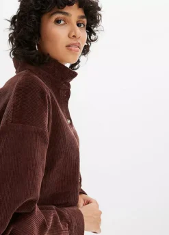 Long Sleeve Cord Shirt Dress -Mesh Sleeve Shop Long Sleeve Cord Shirt Dress926264FRSP W02