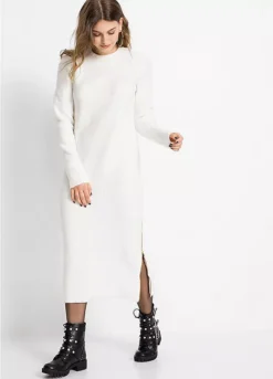 Long Sleeve Side Zip Fastening Knitted Dress