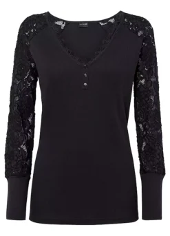 Long Sleeve Top -Mesh Sleeve Shop Long Sleeve Top939606FRSC