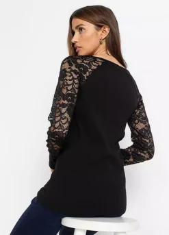 Long Sleeve Top -Mesh Sleeve Shop Long Sleeve Top939606FRSP W01