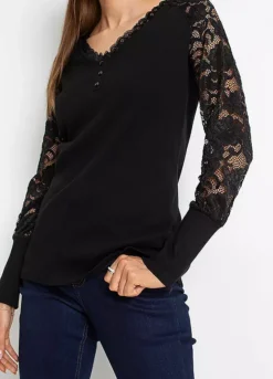 Long Sleeve Top -Mesh Sleeve Shop Long Sleeve Top939606FRSP W02