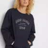 Longline Logo Print Sweatshirt -Mesh Sleeve Shop Longline Logo Print Sweatshirt971698FRSP