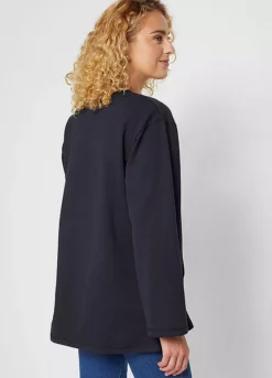 Longline Logo Print Sweatshirt -Mesh Sleeve Shop Longline Logo Print Sweatshirt971698FRSP W01