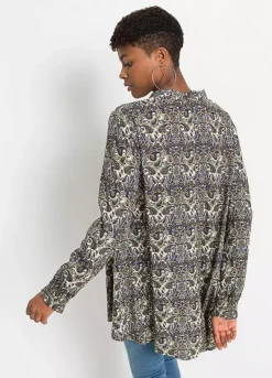 Longline Paisley Print Blouse -Mesh Sleeve Shop Longline Paisley Print Blouse929095FRSP W01