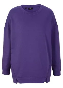 Longline Round Neck Sweatshirt -Mesh Sleeve Shop Longline Round Neck Sweatshirt974413FRSC