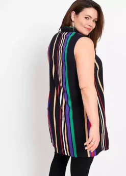 Longline Sleeveless Blouse -Mesh Sleeve Shop Longline Sleeveless Blouse924598FRSP W01