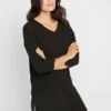 Longline V-Neck Top -Mesh Sleeve Shop Longline V Neck Top924642FRSP