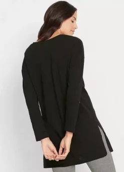 Longline V-Neck Top -Mesh Sleeve Shop Longline V Neck Top924642FRSP W01