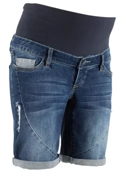Maternity 5 Pocket Denim Shorts -Mesh Sleeve Shop Maternity 5 Pocket Denim Shorts964447FRSC
