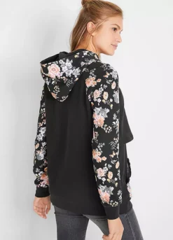 Maternity Floral Hoodie -Mesh Sleeve Shop Maternity Floral Hoodie923767FRSP W01