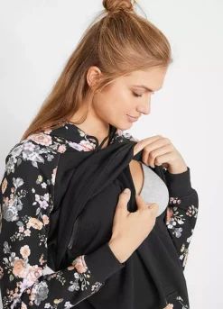Maternity Floral Hoodie -Mesh Sleeve Shop Maternity Floral Hoodie923767FRSP W02