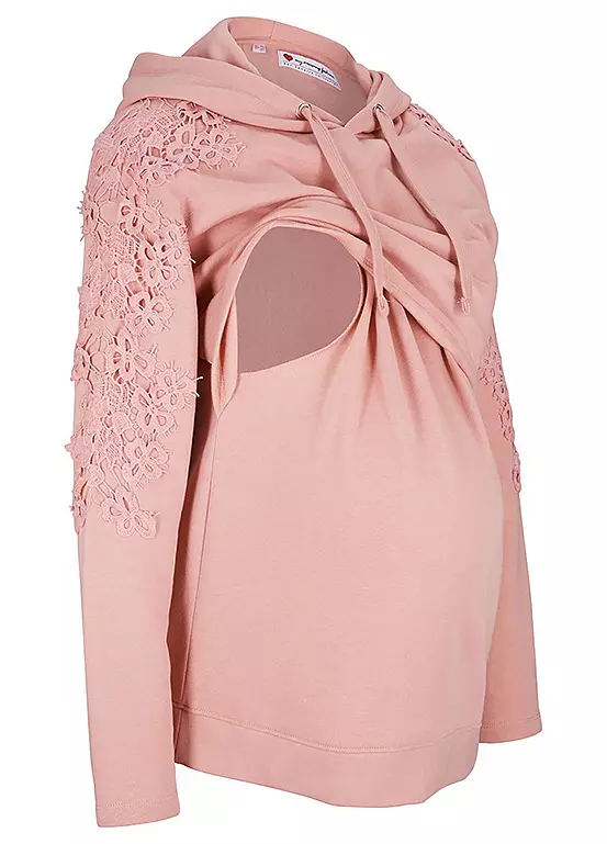 Maternity Lace Trim Hoodie 4 Maternity Lace Trim Hoodie - Image 2