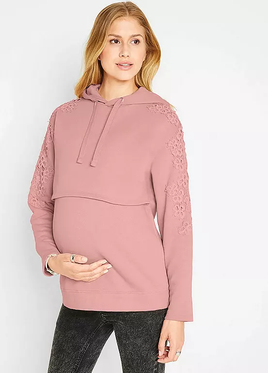Maternity Lace Trim Hoodie 3 Maternity Lace Trim Hoodie