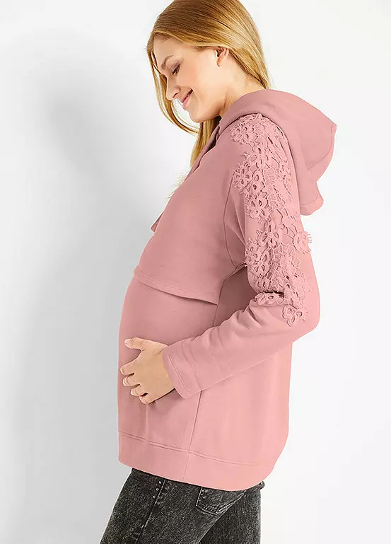 Maternity Lace Trim Hoodie 5 Maternity Lace Trim Hoodie - Image 3