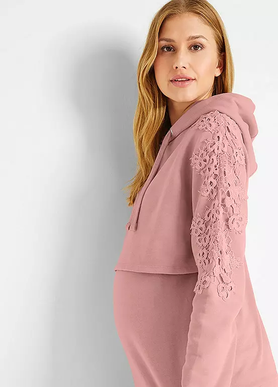 Maternity Lace Trim Hoodie 6 Maternity Lace Trim Hoodie - Image 4