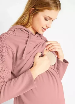 Maternity Lace Trim Hoodie 11 Maternity Lace Trim Hoodie -Mesh Sleeve Shop Maternity Lace Trim Hoodie919435FRSP W03