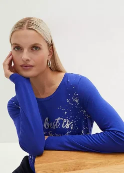 Metallic Slogan Print Top -Mesh Sleeve Shop Metallic Slogan Print Top918402FRSP W02