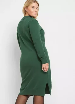 Midi Knitted Dress -Mesh Sleeve Shop Midi Knitted Dress966897FRSB W01