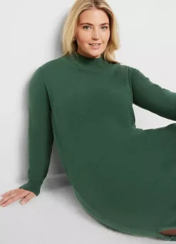 Midi Knitted Dress -Mesh Sleeve Shop Midi Knitted Dress966897FRSB W02