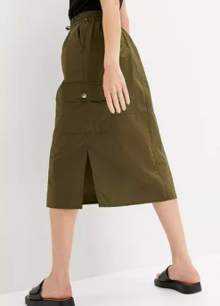 Midi Length Cotton Skirt -Mesh Sleeve Shop Midi Length Cotton Skirt935455FRSP W01