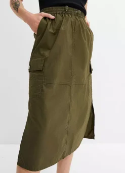 Midi Length Cotton Skirt -Mesh Sleeve Shop Midi Length Cotton Skirt935455FRSP W02