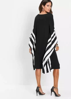 Monochrome Jersey Kaftan Dress -Mesh Sleeve Shop Monochrome Jersey Kaftan Dress904102FRSP W01