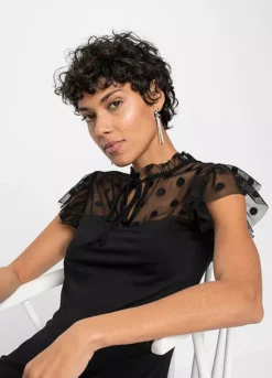 Net Yoke Dress -Mesh Sleeve Shop Net Yoke Dress947946FRSP W03