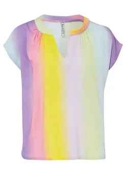 Ombre Stripe Blouse -Mesh Sleeve Shop Ombre Stripe Blouse940714FRSC