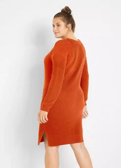 Oversize Side Slit Knitted Dress 10 Oversize Side Slit Knitted Dress -Mesh Sleeve Shop Oversize Side Slit Knitted Dress967285FRSB W01