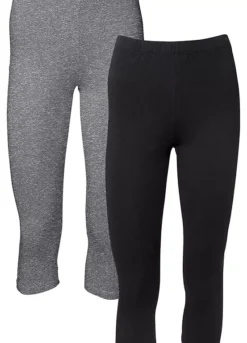 Pack Of 2 Cropped Leggings -Mesh Sleeve Shop Pack of 2 Cropped Leggings906053FRSC