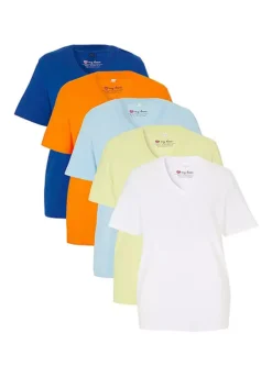 Pack Of 5 Essential V-Neck T-Shirts -Mesh Sleeve Shop Pack of 5 Essential V Neck T Shirts923570FRSC