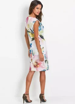 Painterly Shift Dress -Mesh Sleeve Shop Painterly Shift Dress954738FRSP W01