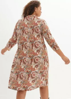 Paisley Print A-Line Midi Dress -Mesh Sleeve Shop Paisley Print A Line Midi Dress941559FRSB W01