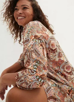 Paisley Print A-Line Midi Dress -Mesh Sleeve Shop Paisley Print A Line Midi Dress941559FRSB W02