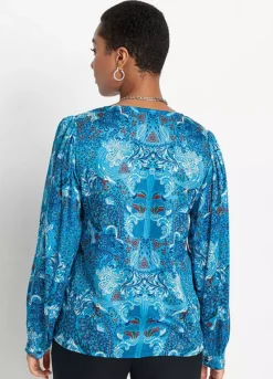 Paisley Print Blouse -Mesh Sleeve Shop Paisley Print Blouse950321FRSP W01