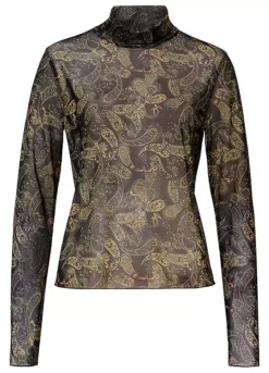 Paisley Print Long Sleeve Top -Mesh Sleeve Shop Paisley Print Long Sleeve Top927001FRSC
