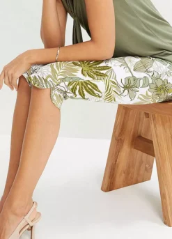 Palm Print Cropped Leg Cotton Trousers -Mesh Sleeve Shop Palm Print Cropped Leg Cotton Trousers918382FRSP W02