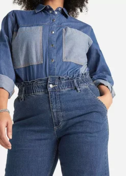 Paper Bag Waist Jeans -Mesh Sleeve Shop Paper Bag Waist Jeans945457FRSB W02