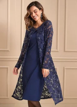 Party Dress & Cardigan Set -Mesh Sleeve Shop Party Dress Cardigan Set960144FRSL