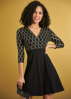 Party Skater Dress -Mesh Sleeve Shop Party Skater Dress955999FRSL