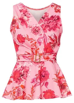 Peplum Hem Top -Mesh Sleeve Shop Peplum Hem Top935766FRSC