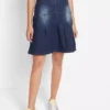 Pleated Denim Skirt -Mesh Sleeve Shop Pleated Denim Skirt954941FRSP