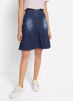 Pleated Denim Skirt
