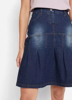 Pleated Denim Skirt -Mesh Sleeve Shop Pleated Denim Skirt954941FRSP W02