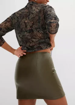 Pleather Mini Skirt -Mesh Sleeve Shop Pleather Mini Skirt918454FRSP W03