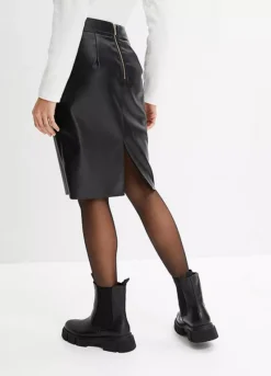 Pleather Pencil Skirt -Mesh Sleeve Shop Pleather Pencil Skirt940859FRSP W01