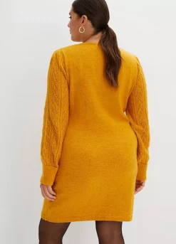 Pointelle Knit Dress -Mesh Sleeve Shop Pointelle Knit Dress938329FRSB W01
